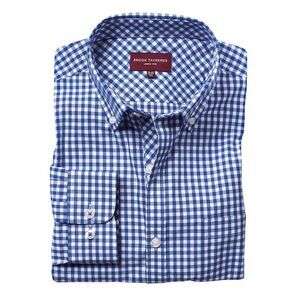 Brook Taverner Mens Montana Gingham Long Sleeve Shirt / Blue